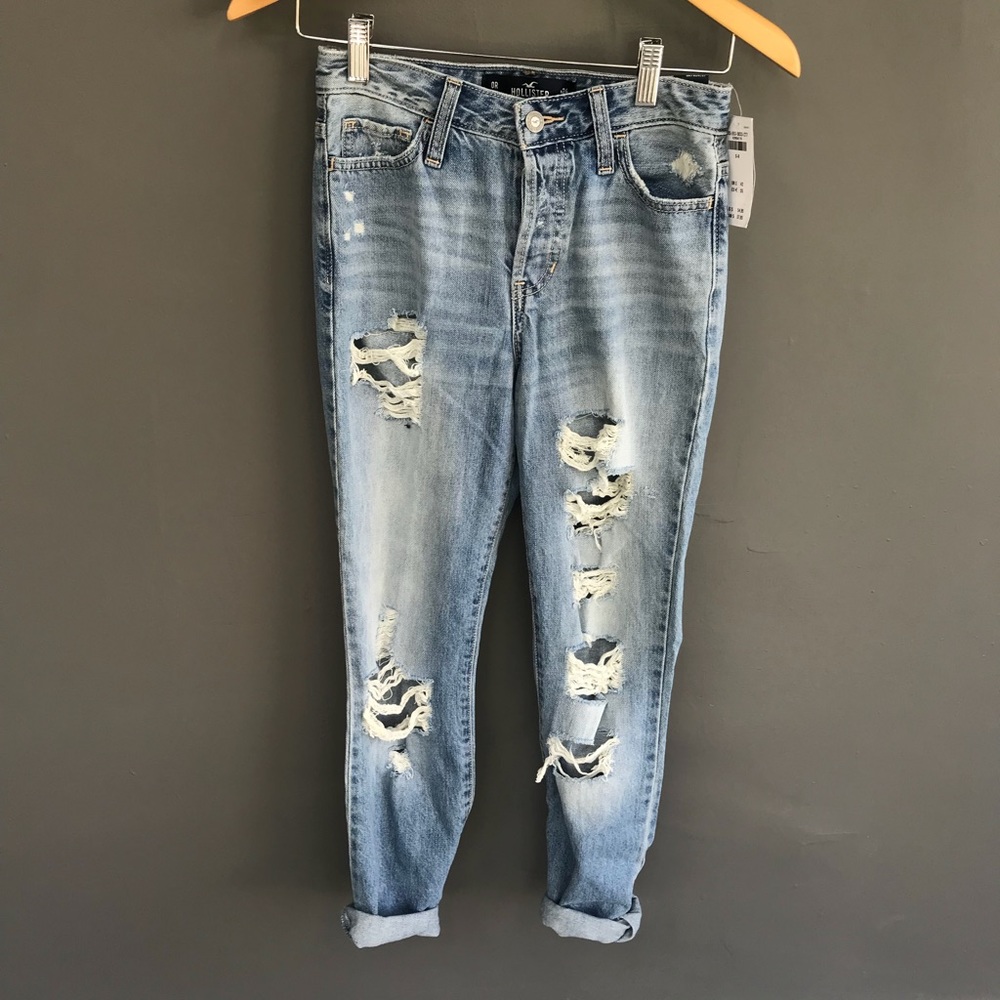 Distressed High-rise Boyfriend Jean